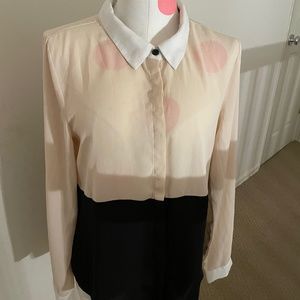 Sanctuary Off white light beige and black Sheer top